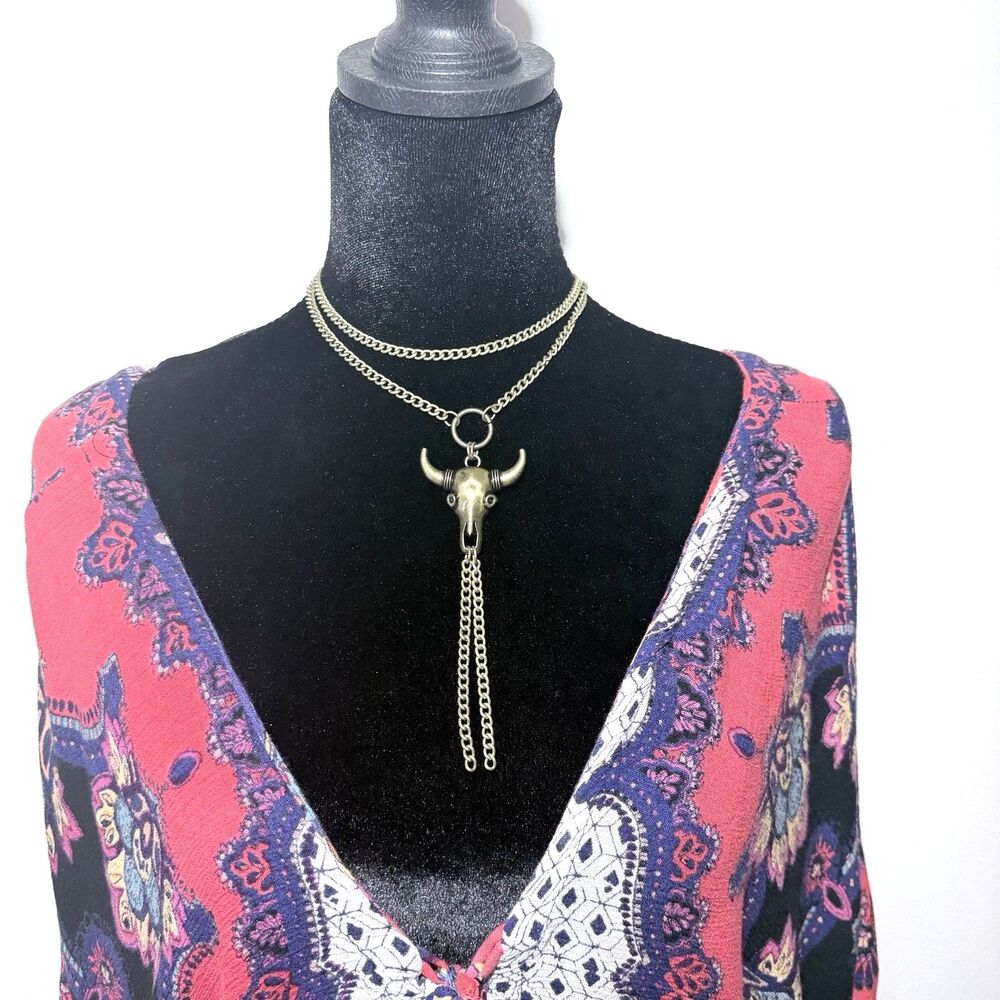 Paparazzi Layered Longhorn Brass Longhorn Skull Layered Necklace & Earring NWT